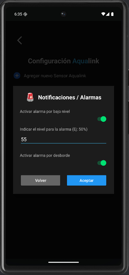 Recibí alarmas y mantené el control